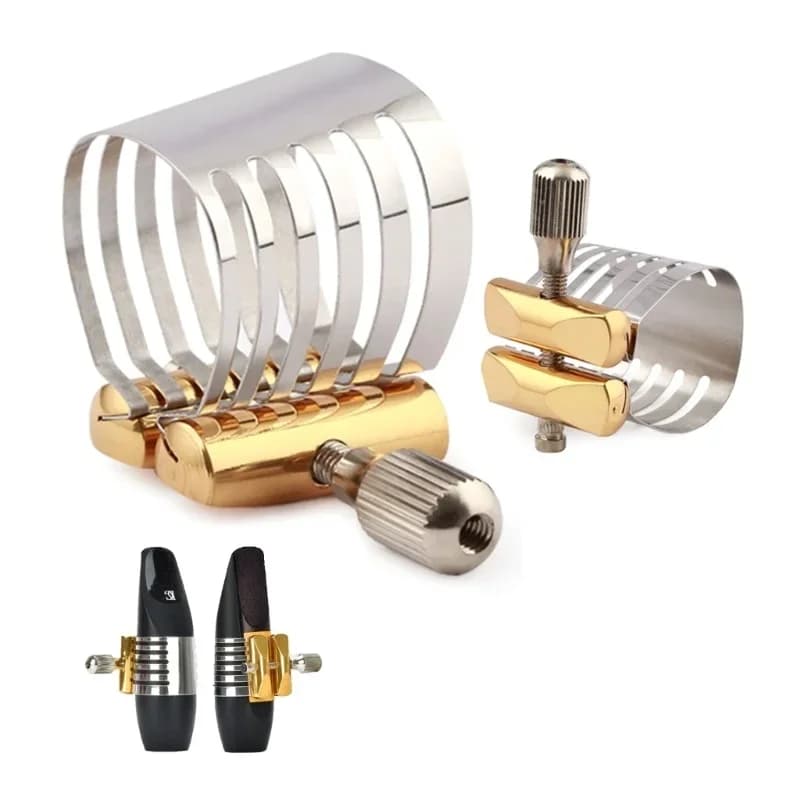 Single Screw Adjustment Saxophone Fastener Clip Compact Sax Ligature for Tenor / Alto / Soprano Saxophone Mouthpiece