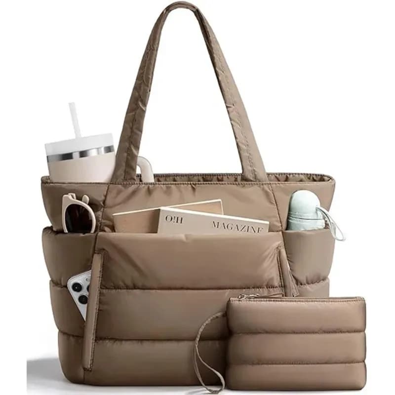 Large Capacity Padded Bag for Women with Coins, Multiple Pockets, Soft Bag, Lightweight and Casual Shoulder Bag