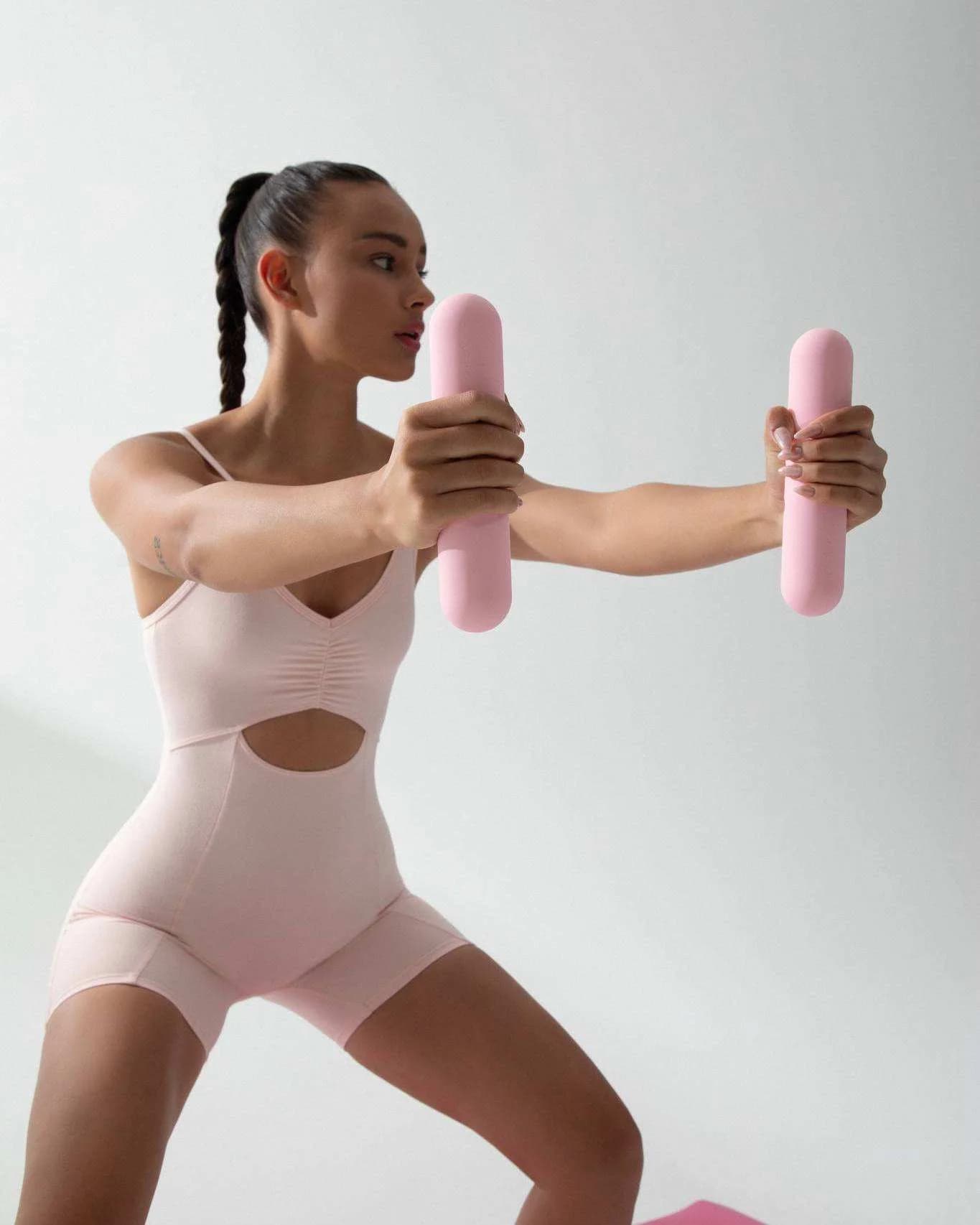 Barre pesi con manubri Set di manubri da donna in silicone antiscivolo per passeggiate Yoga Dance Barre Pilates Cardio Aerobica