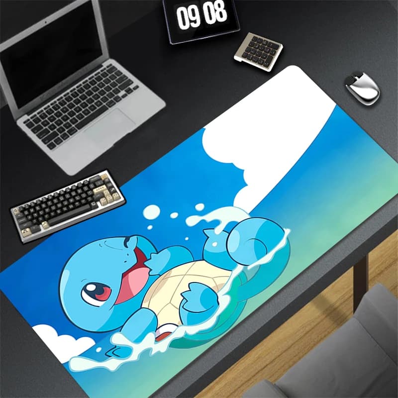 Japan Anime Mouse Pad PC Blue P-pokemonS S-squirtle Keyboard Rug Gamer Cabinet Mousepad Laptop Kawaii Gaming Extended Desk Mat