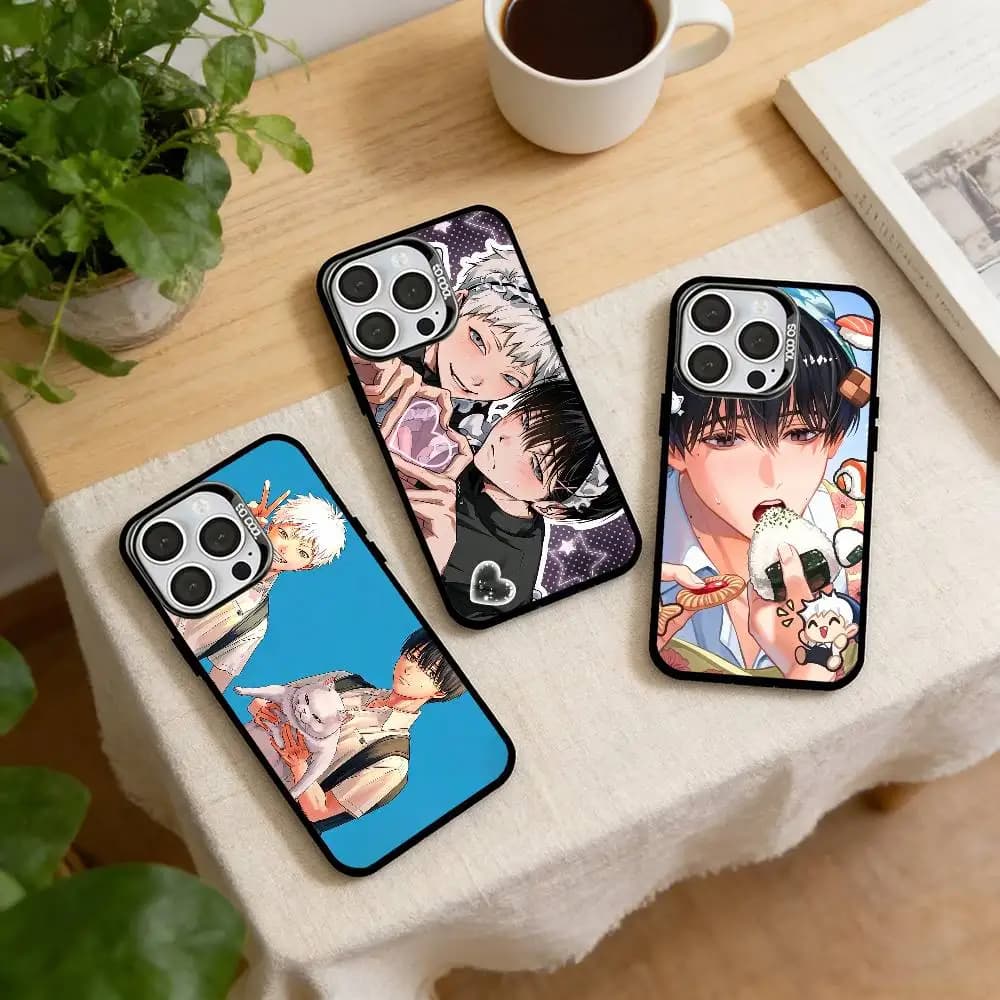 Cover per iPhone Ethereal Hikaru e Yoshiki per modelli 17, 16, 15, 14, 13, 12, 11 Plus, Pro Max, XS, Cover Colorata Argento e Nera