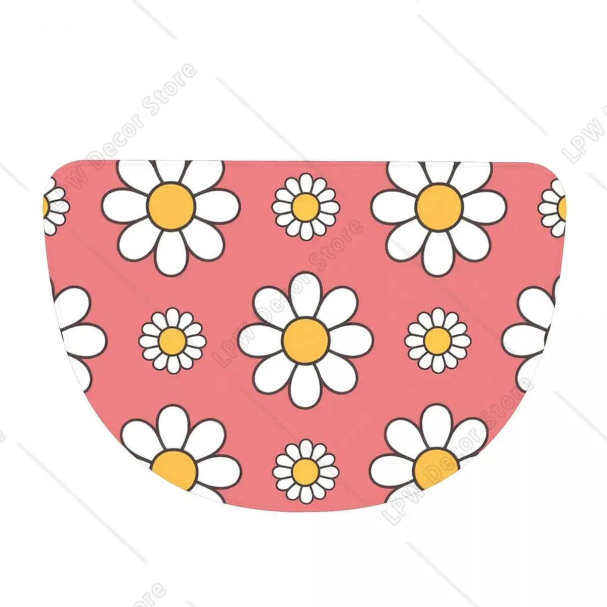 Daisy, Daisy, Daisy Soft Flannel Half Round Doormat Non Slip Bathroom Mat Absorbent Floor Carpet for Garage