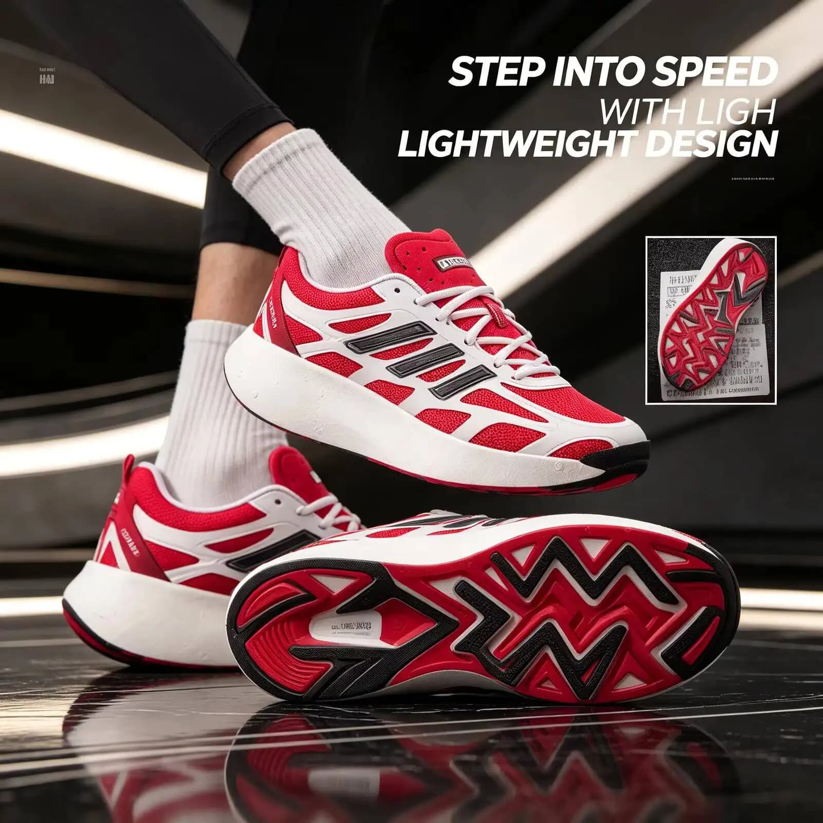 New Adidas Originals Men Red White Mesh Lightweight Cushion Shock Absorbing Marathon Running Sneakers JI0308