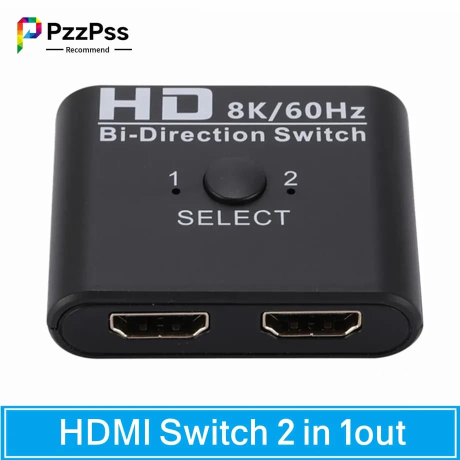 PzzPss 8K 60Hz HDMI Switch Splitter Bi-Direction 4K 60Hz HDMI Switcher 1x2/2x1 Per PC portatile Xbox PS3/4 per monitorare il proiettore