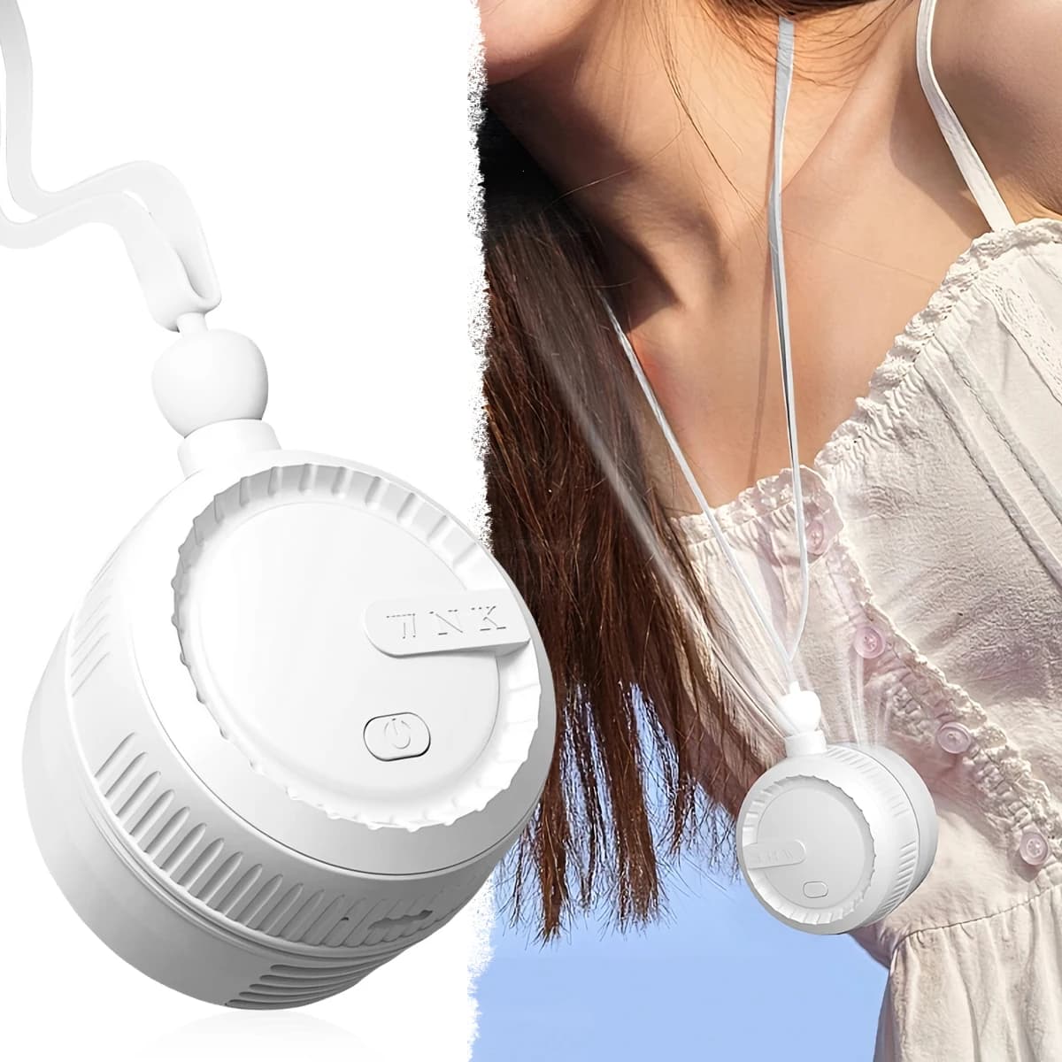 USB Rechargeable Neck Fan Bladeless Hands Free Portable Cooling Fan Strong Wind Ultra Lightweight Quiet for Camping