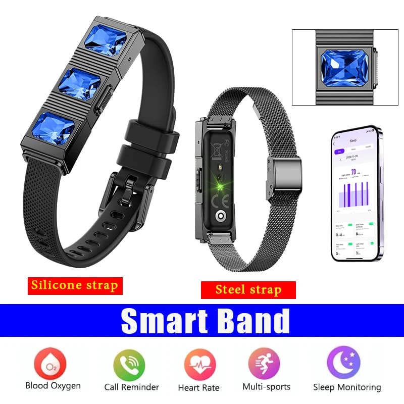 Braccialetto intelligente senza schermo Frequenza cardiaca Ossigeno nel sangue Orologio sportivo con cinturino intelligente impermeabile Coppia intelligente Regalo da donna