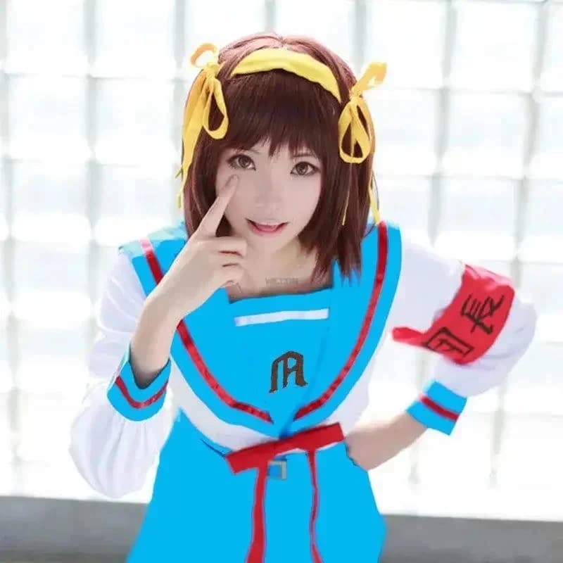 ABC123Anime No Yuuutsu Cosplay Costume di Suzumiya Haruhi per Donne e Ragazze, Uniforme JK con Top e Gonna, Outfit Hallo4,b;6.k,9/g'