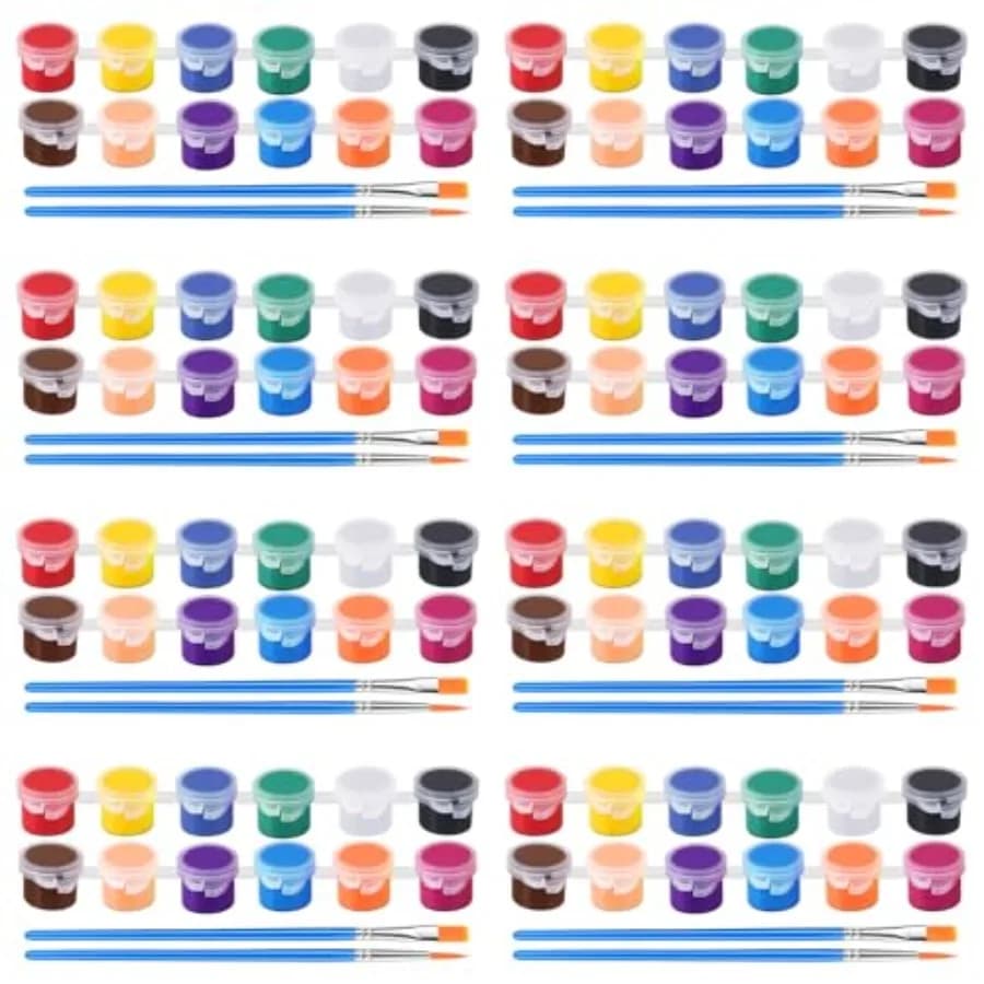 Mini Acrylic Paint Set, 12 Colors Acrylic Paint Strips with 16 Brushes, Washable Paint for and Adults Craft, 112 PCS Painting k