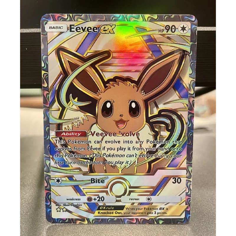 Fan Art Pokémon Fai da Te TCG: Eevee Ex Olografico, Pikachu Ex, Lugia, Buzzwole, Lusamine, Charizard, Solgaleo Full Art | Pacchetto Deluxe Ex Card
