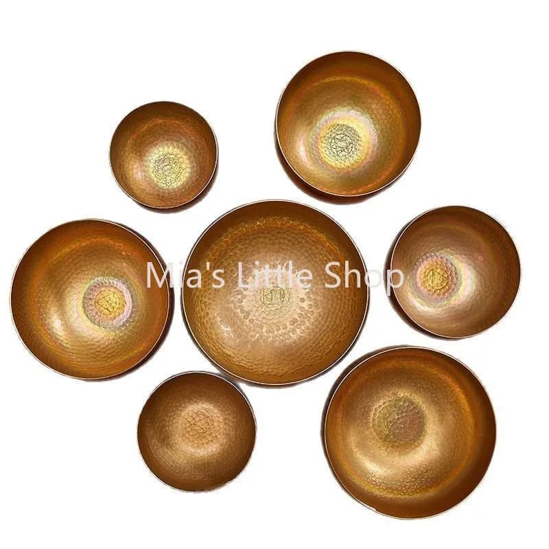 Handmade Nepal Singing Bowl Set Rainbow Copper Sound Bowl Tuned Chakra Meditation Healing Yoga Bowl