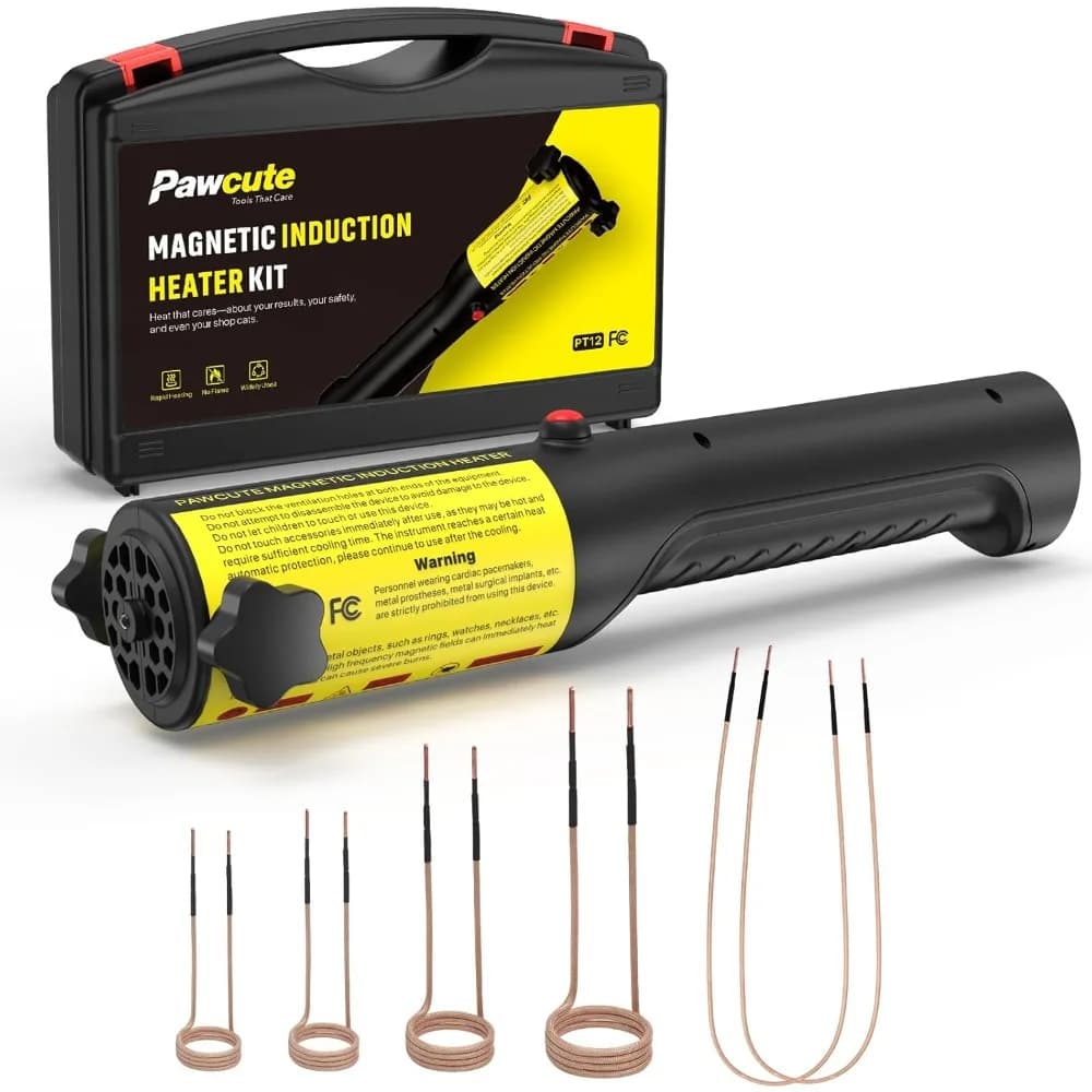 Riscaldatore a Induzione Portatile 1200W, Pistola Termica Magnetica per Rimozione Dadi e Bulloni Arrugginiti con 6 Bobine