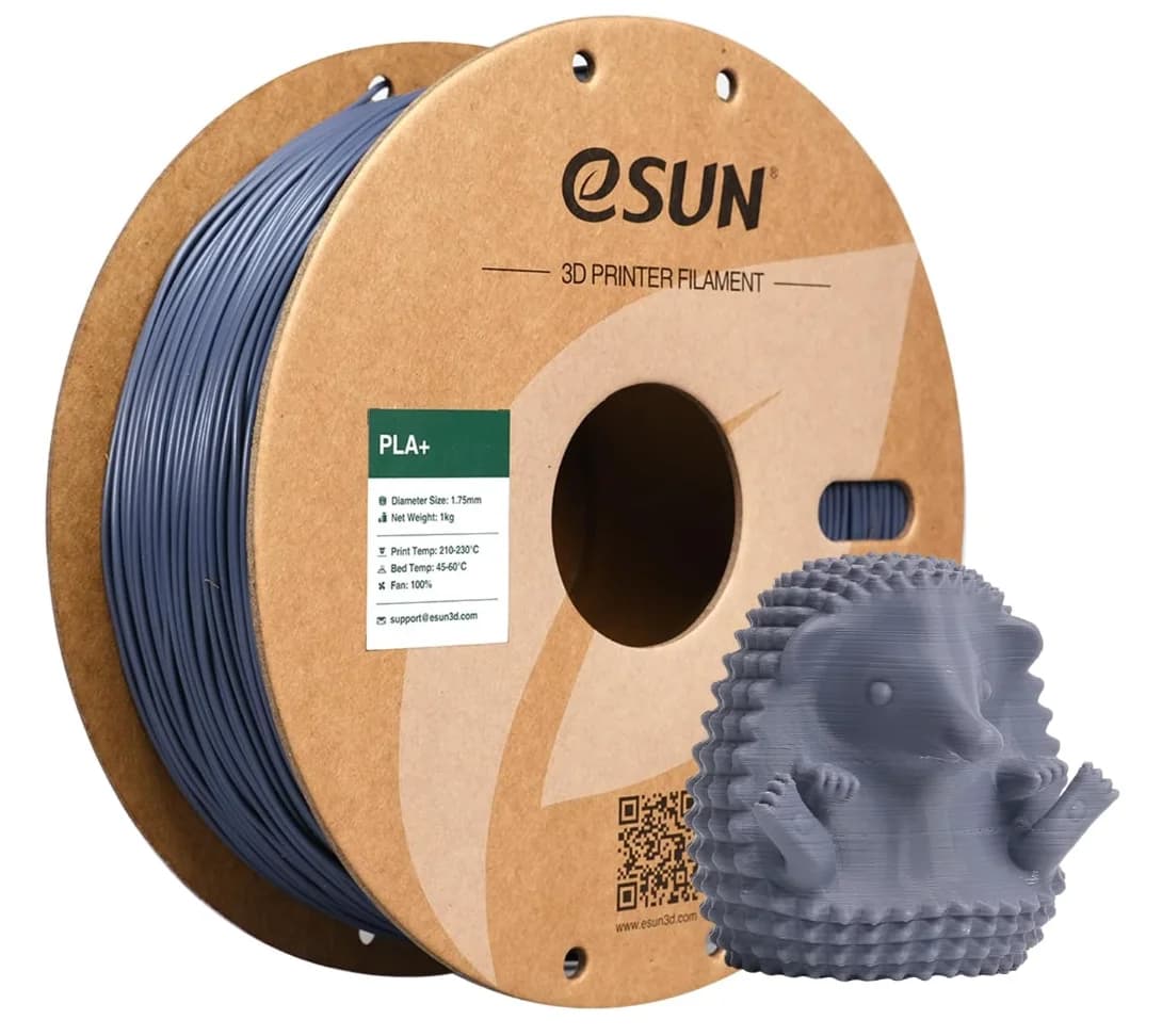 Filament eSUN PLA+ 1.75mm Grey 1KG, 3D Printer Filament with Dimensional Accuracy +/- 0.03mm, 1kg Carton Bobbin (2.2lbs)