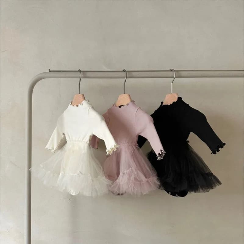 MILANCEL New Spring Girls Dress 0-24M Baby Cute Solid Color Bow Body Infant Outwear Splicing Gonna a rete