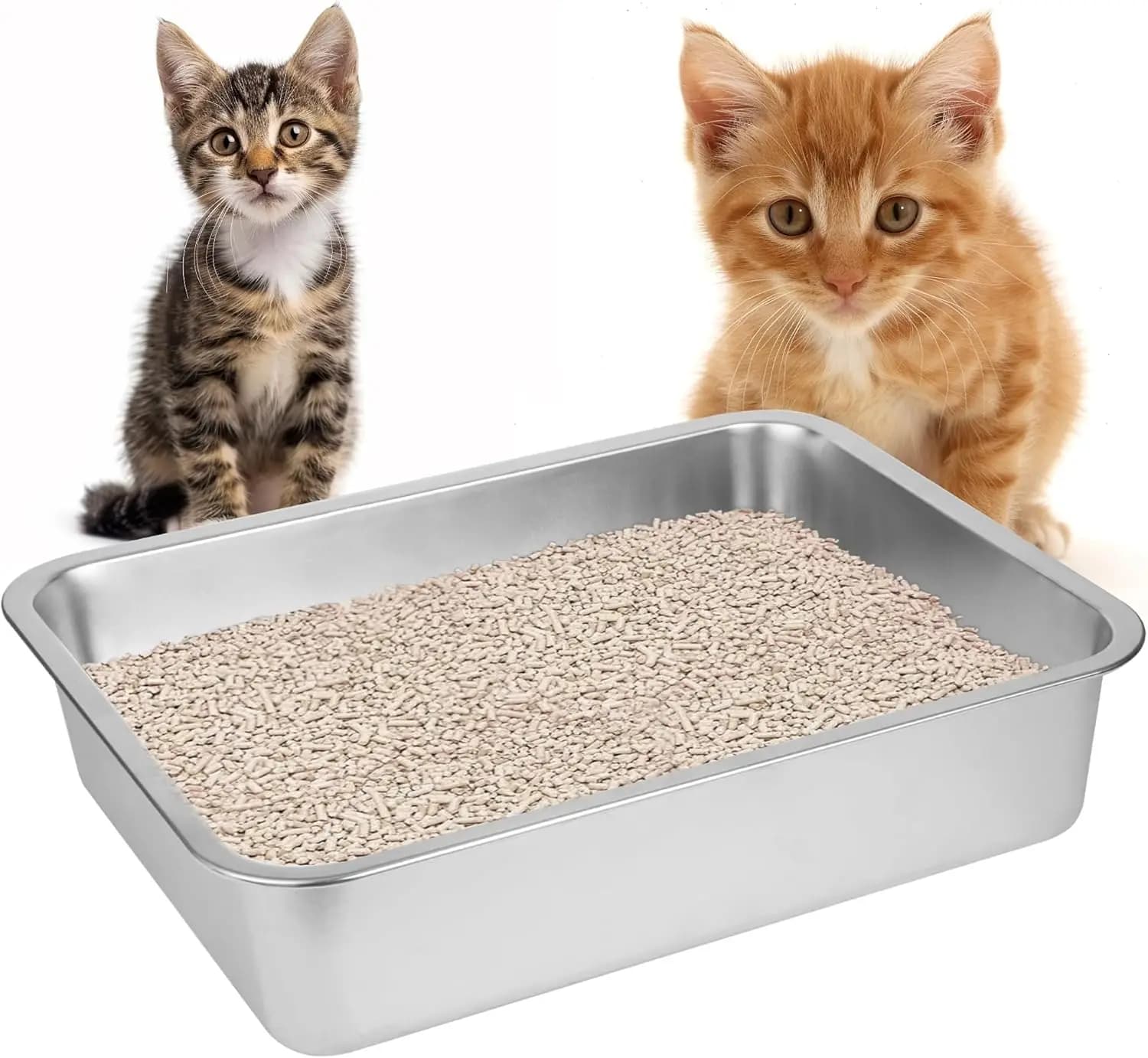 Lettiera per Gatti in Acciaio Inossidabile per Gatti di Taglia Grande, Lettiera in Metallo Grande - Facile da Pulire, Lettiera Piccola in Acciaio Inossidabile (44,5 cm L x 1)