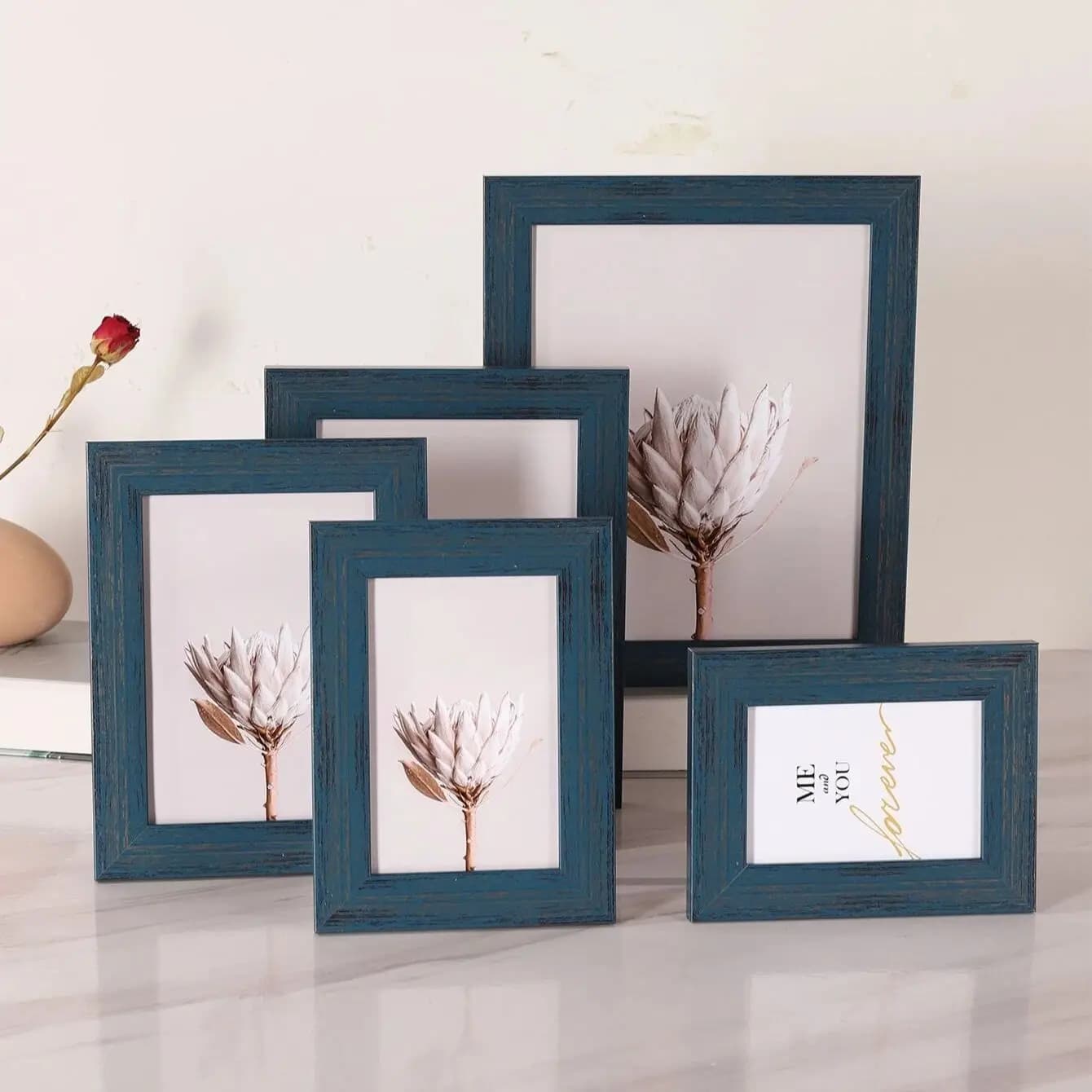 Cornice in plastica Decorazione per la casa Cornice in finto legno con venature art blu navy