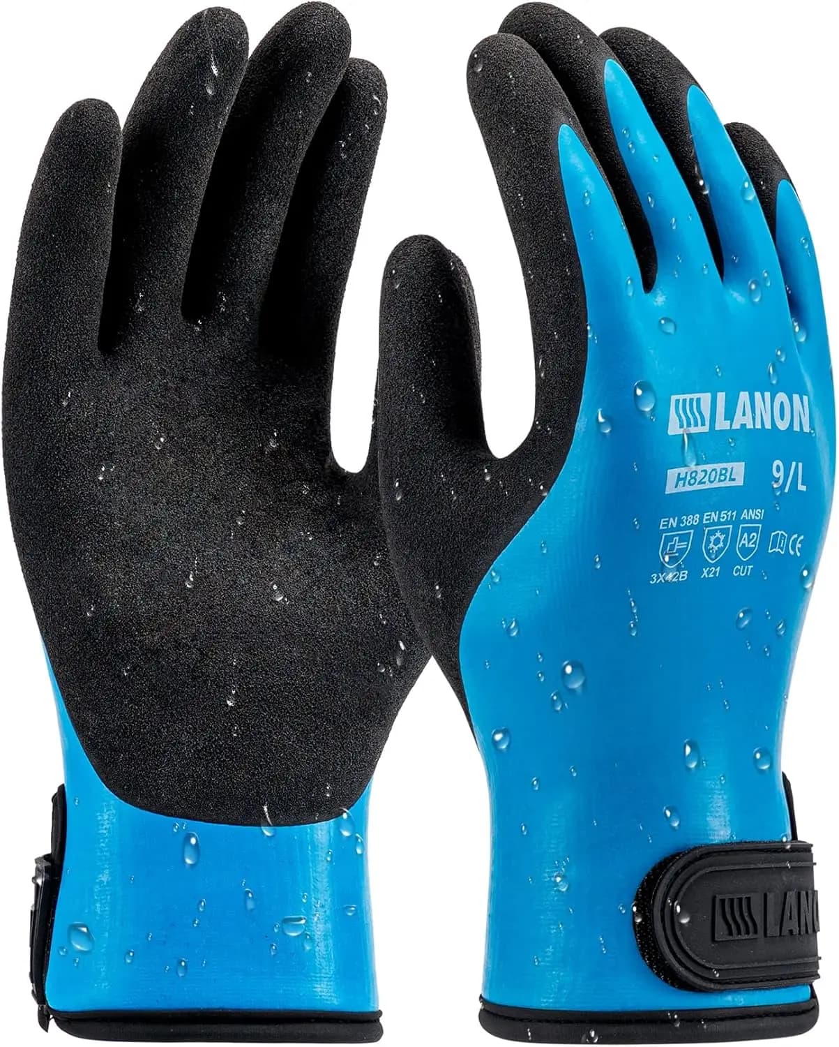 Guanti da Lavoro Invernali Impermeabili, Doppio Rivestimento in Lattice, Isolamento Termico per Climi Freddi, Presa Antiscivolo Resistente, Blu