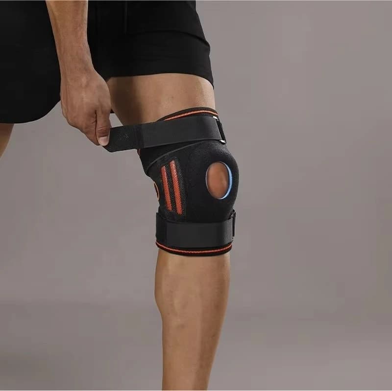 Ginocchiera regolabile con assorbimento degli urti con stabilizzatori laterali Compressione Corsa Ciclismo Camminata Basket