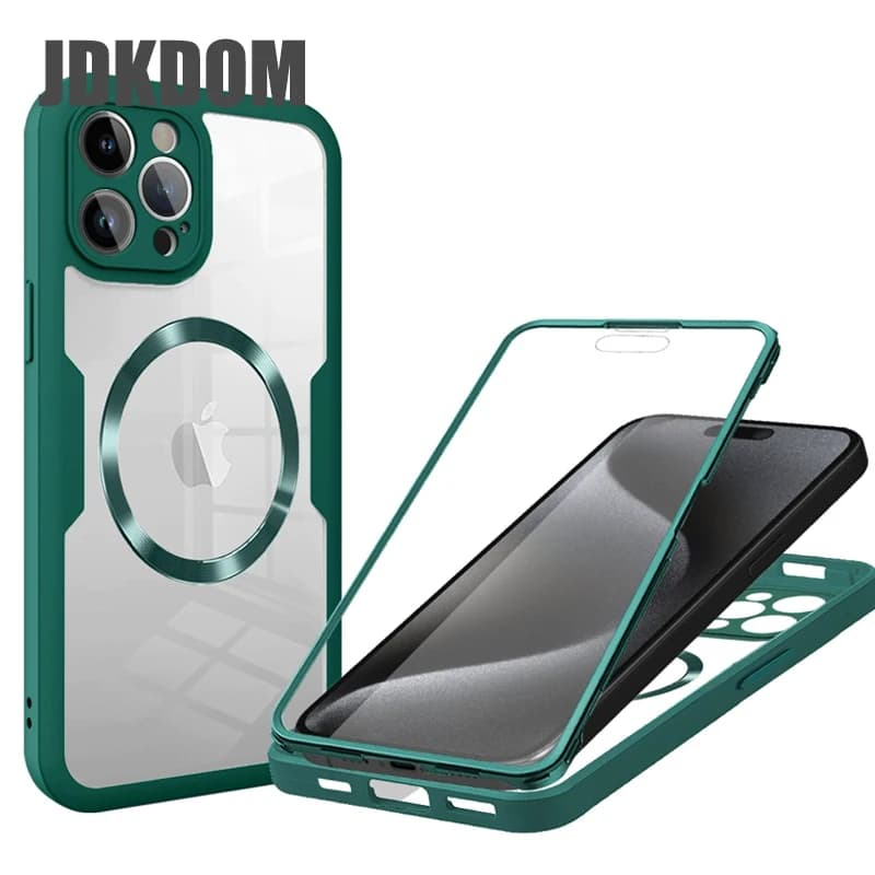 JDKDOM Custodia magnetica antiurto a copertura totale per iPhone 17 Air 16 15 14 Plus 13 12 11 Pro Max Cover trasparente per iPhone 16e