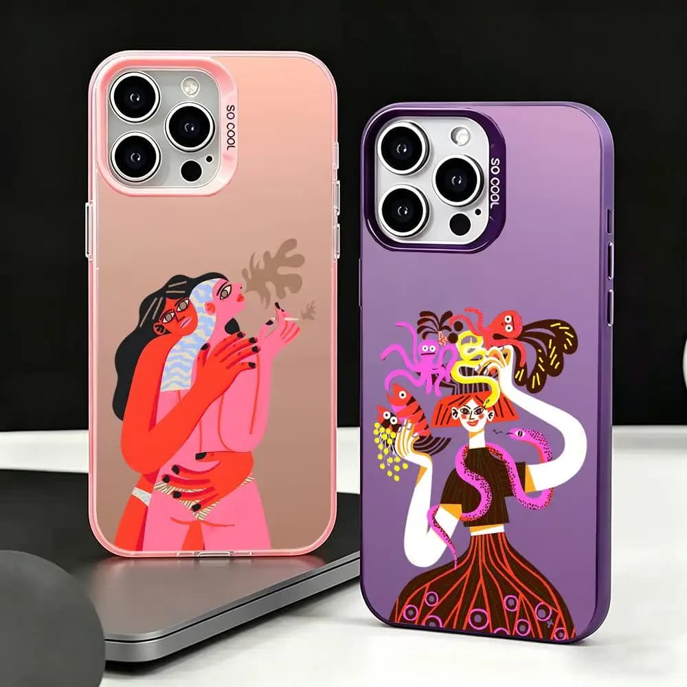 1P- Custodia per telefono Gosia Herbas in TPU placcato argento antiurto morbida per iPhone 16 15 14 13 12 11 XS XR 7
