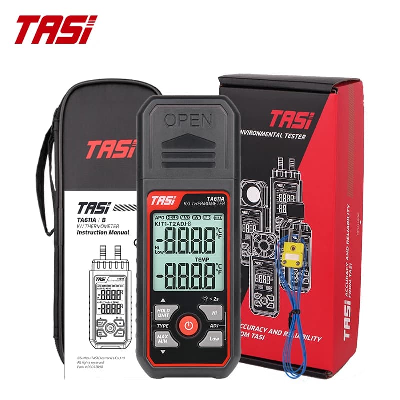 TASI TA611A TA611B Termometro digitale a termocoppia tipo K/J, per test della temperatura a contatto con display LCD in C/F
