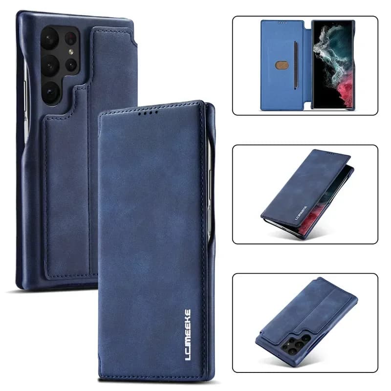 Flip Leather Phone Case for Samsung Galaxy S26 Ultra S25 S24 S23 Ultra S22 Plus S21 FE S20 Card Holder Slot Protect Cover