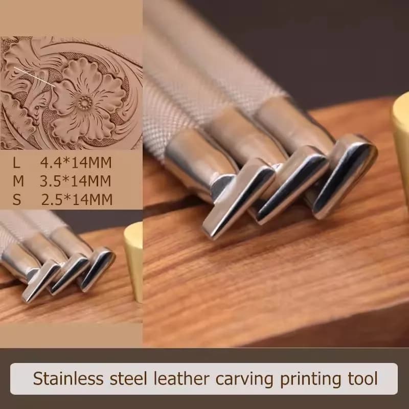 Set di timbri arabeschi con impronta digitale S2.5x14mm/M3.5x14mm/L4.4x14mm - Strumento lucidato a specchio in acciaio inossidabile 304 per lavorazione della pelle