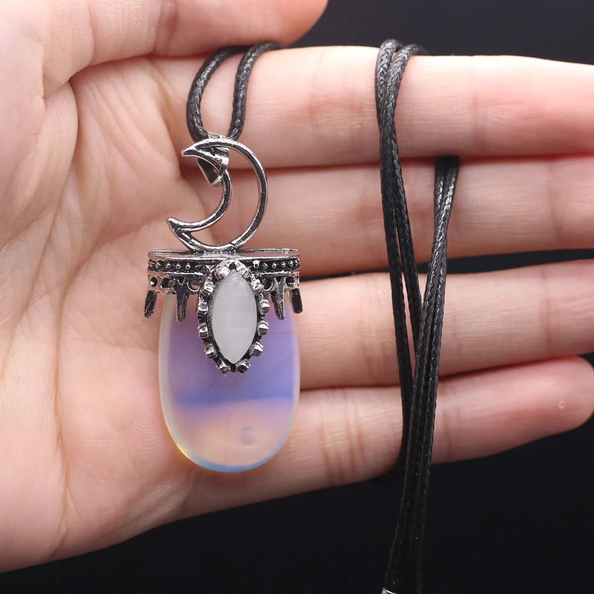 1 pz collane con ciondolo in pietra naturale quarzo rosa ametista agata opale corda catene cristalli collana di pietra per gioielli da donna