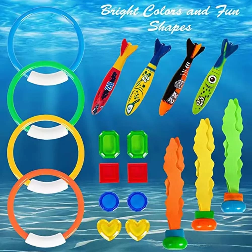 Giocattoli per l'immersione Piscina per bambini Caccia al tesoro Anello per l'acqua Chiusura con respiro in diamante Allenamento Tuta per l'acqua Giocattoli subacquei per bambini