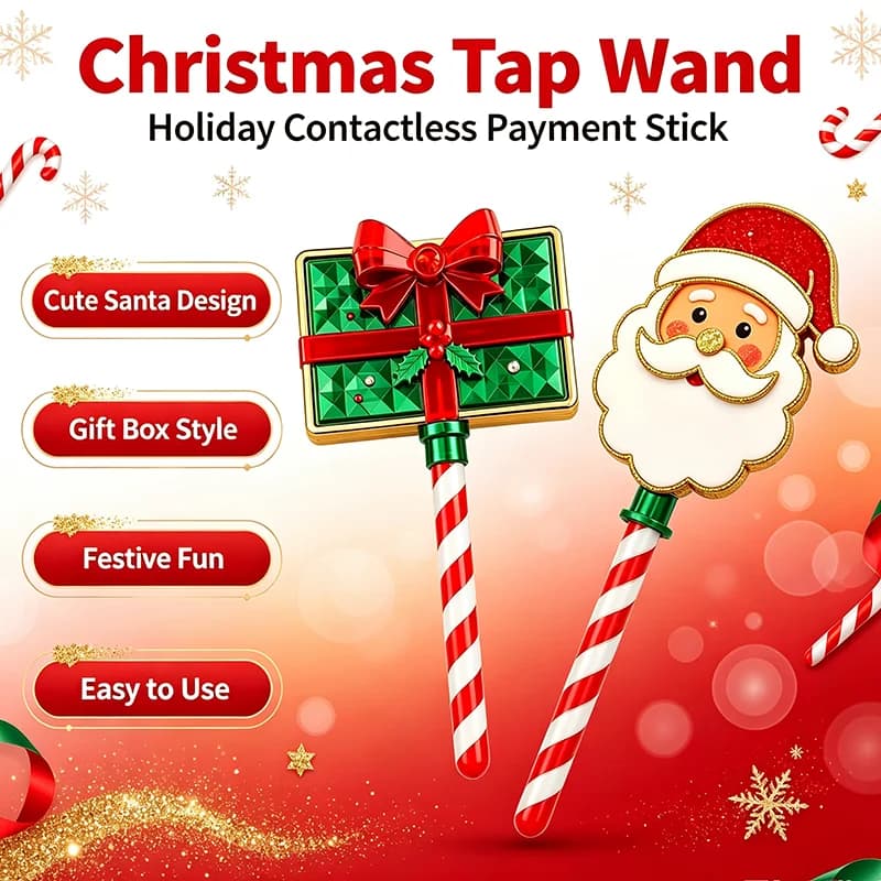 Christmas Tap Wand NFC Contactless Payment Stick Santa Claus Xmas Tree Shape Tap To Pay Prop Fun Retail Checkout Card Holder