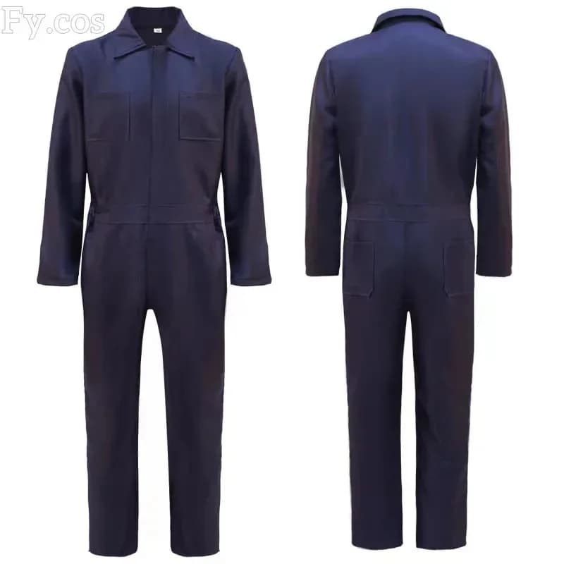 Michael Myers Costume Maschera Cosplay Horror Demon Killer Blu Abiti da lavoro Uomo Travestimento Abito di Halloween per adulti Ju XXb;4.f'7;