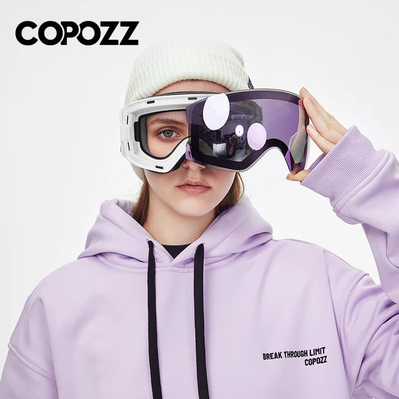 COPOZZ Magnetic Professional Ski Goggles UV400 Protection Anti-Fog Ski Glasses For Men Women Quick-Change Lens Snowboard Goggles