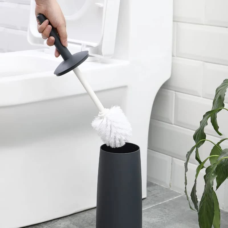Set di spazzole per WC in bianco e nero in stile nordico, spazzole per pulizia WC con manico lungo, set di spazzole per WC, spazzola per pulizia WC