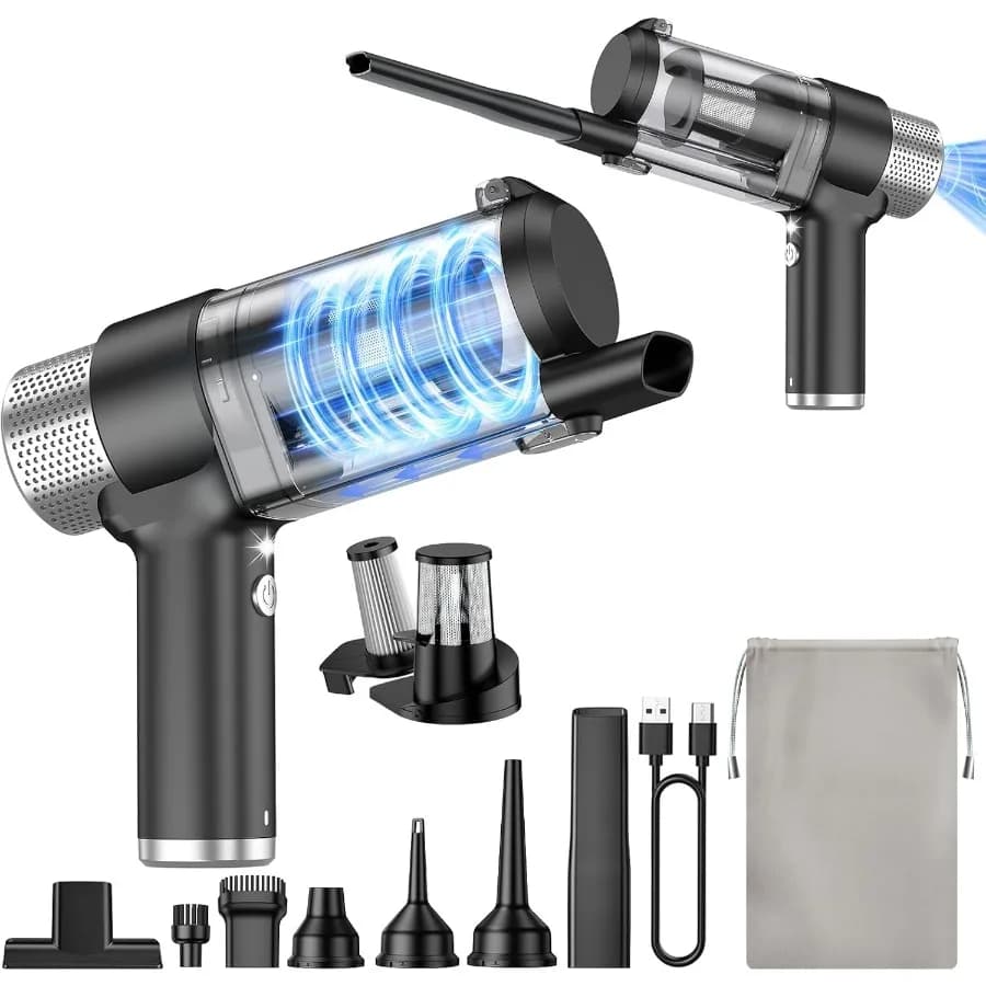 Aspirapolvere portatile per auto senza fili, aspirapolvere portatile 16000PA, spolverino 2 in 1 e mini aspirapolvere ricaricabile