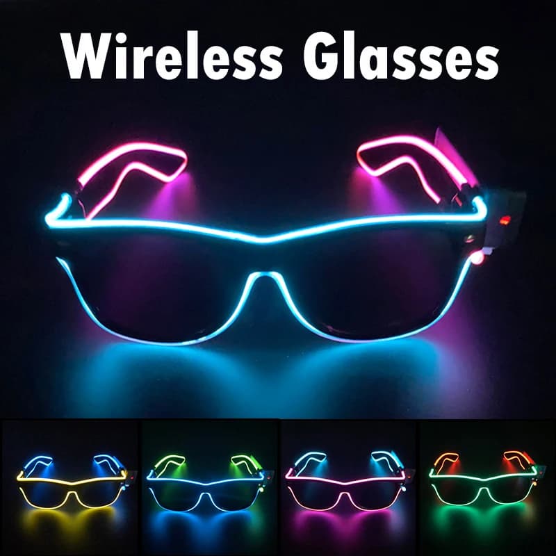 Wireless Cool LED Sunglasses for Glow Party Luminous Glasses Glow in the Dark UV400 Eyewear Unisex Festival Gift Flashing Toy