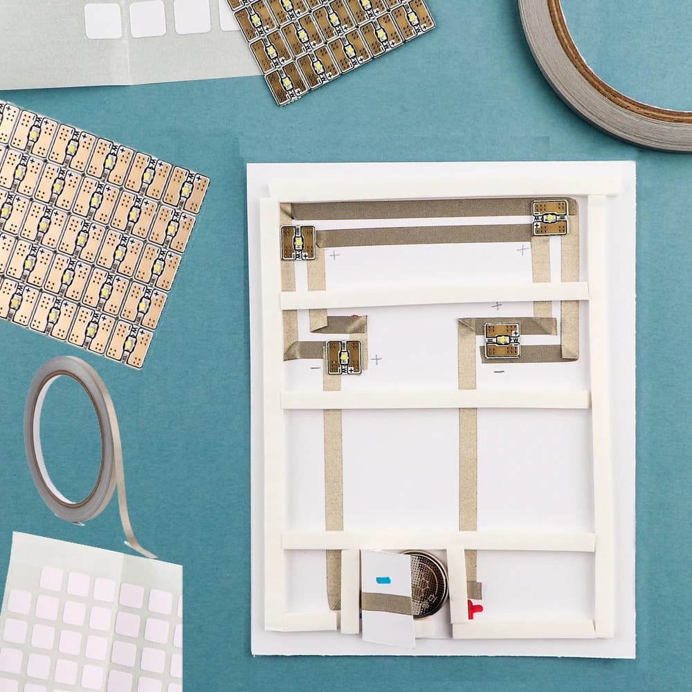Adesivi per circuiti LED bianchi e nastro in tessuto conduttivo per progetti luminosi che creano kit artigianale leggero Scrapbooking strumento fai da te 2024