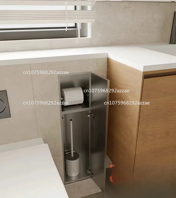 Scopino per WC incorporato per bagno, scatola per fazzoletti nascosta in acciaio inossidabile, prodotto finito
