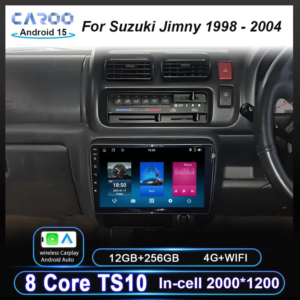 Navigation GPS Android 15 for Suzuki Jimny 1998 -2004 Auto Radio Stereo Multimidia Player Carplay 2DIN CPU high performance WIFI