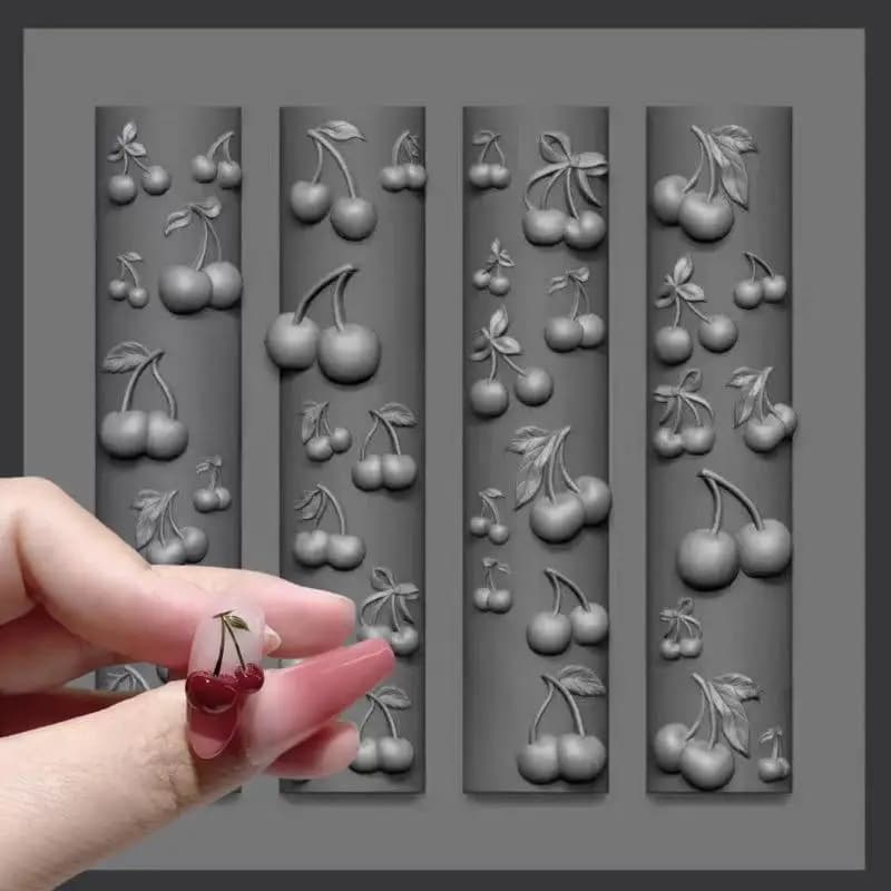 New·3D Rose Flower Butterfly Silicone Mold Nail Art Decor DIY Cherry Design Nail Templates Jewelry Crafts Manicure Design Tool