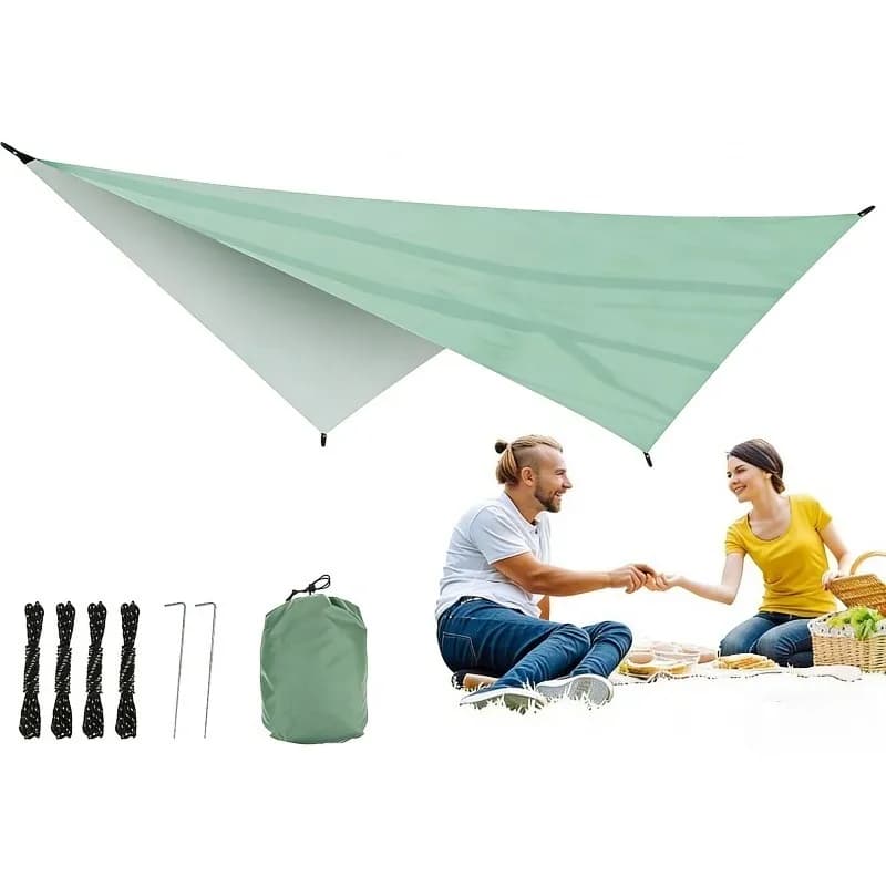 Telo da Campeggio a Rombi 340x260cm, Resistente ai Raggi UV, in Poliestere 210T, Tenda Parasole con Angoli Rinforzati, per Campeggio ed Escursionismo all'Aperto