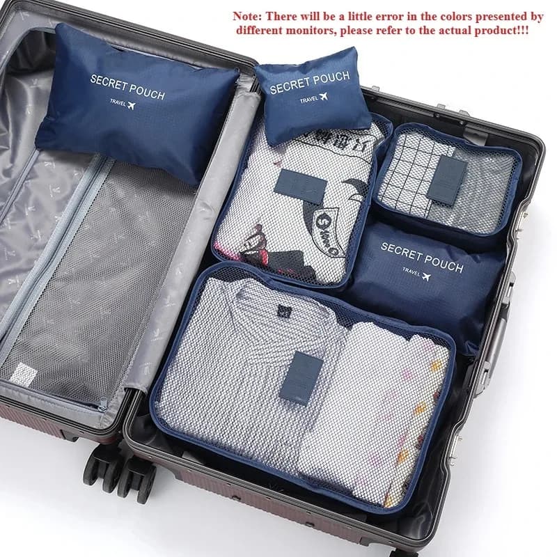 6pcs Multifunction Travel Bags Waterproof Clothes Storage Luggage Organizer Pouch Packing Cube Men And Women Travel Storage Bag
