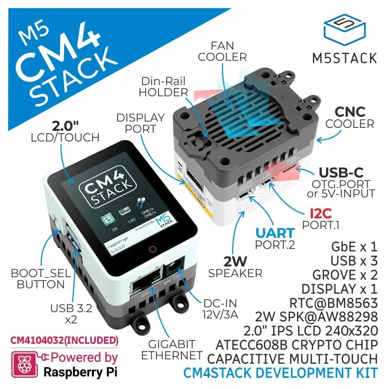 M5Stack CM4STACK Raspberry Pi CM4 Microhost Integrato CM4104032