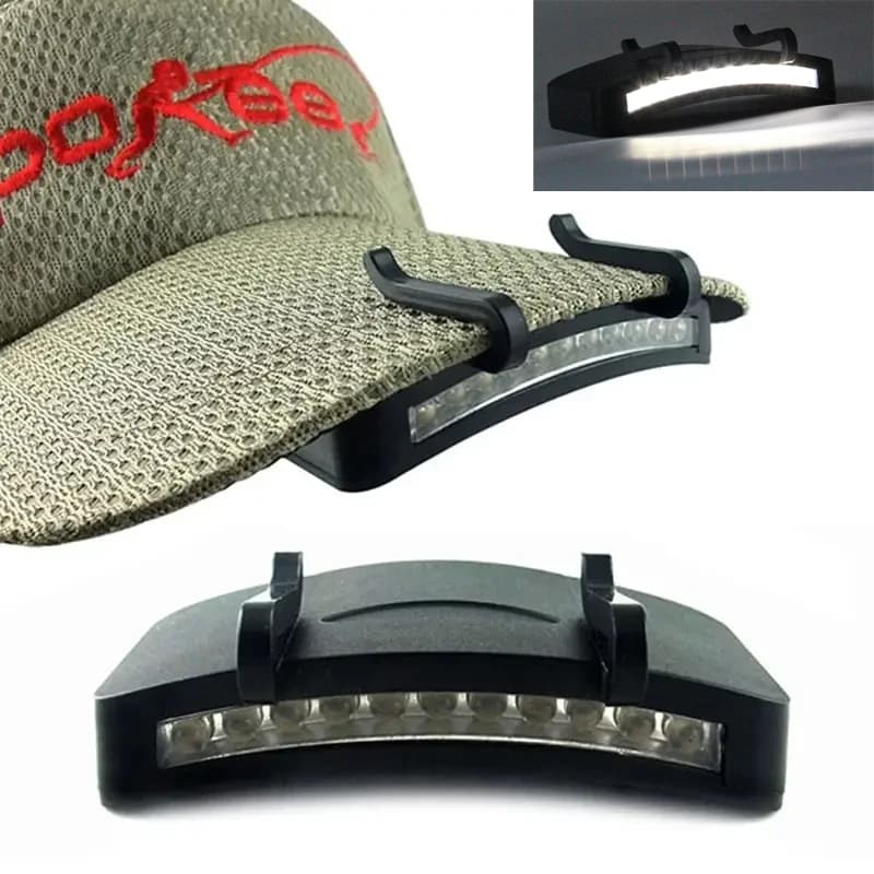 Lampada con cappuccio a clip a 11 LED Lampada frontale comoda Lampada da passeggio per esterni Lampada da berretto da baseball Lampada da ciclismo Torcia Lampada da testa da pesca