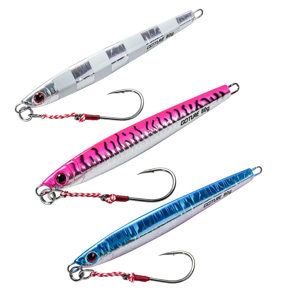 Goture Deep Sea Luminous Metal Jig Fishing Jigbait 60g 80g 100g 150g Spoon Baits Jig Lure Pencil Fast Sinking Fishing Tackle