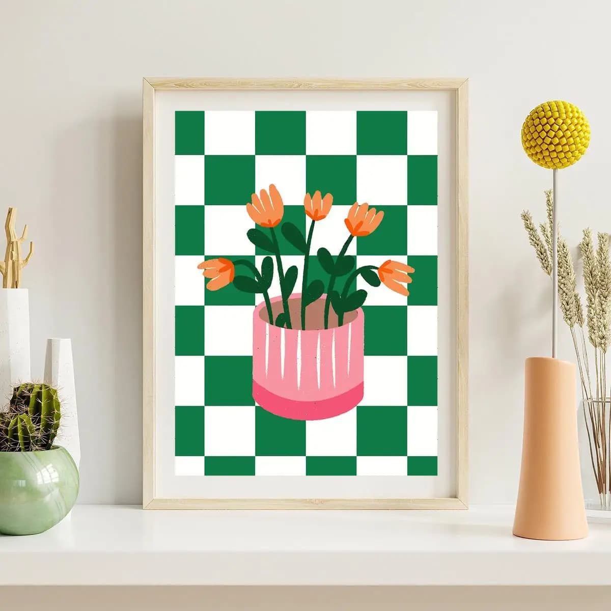 Wall Decor for Living Room, Bedroom, Home Office - Frameless - Chic Potted Plants & Flowers Canvas Art Print - Modern/Classic St