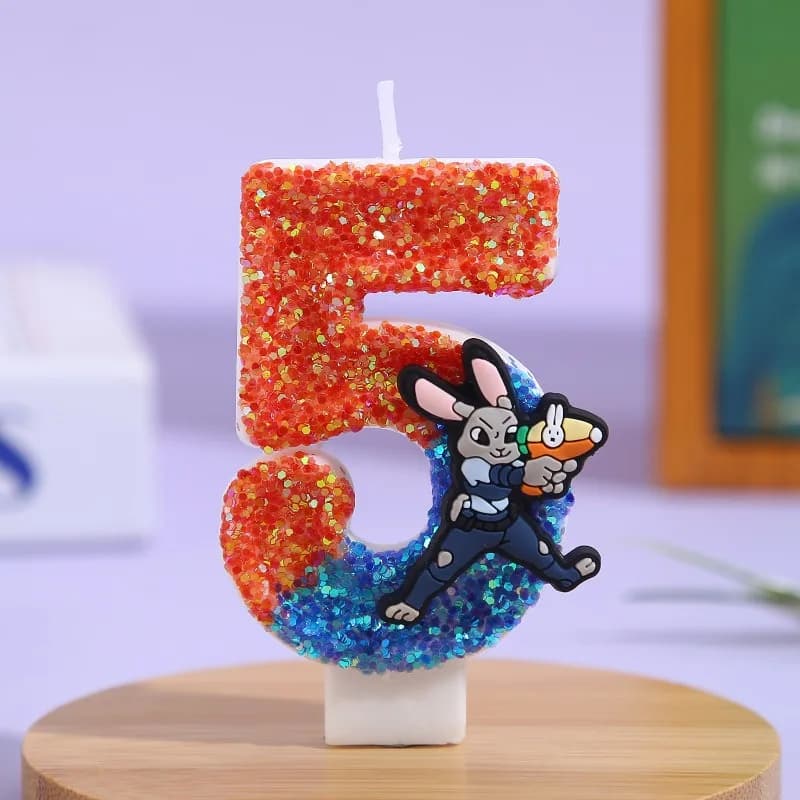 New Cute Dsn 0-9 Numbers Zootopia Theme 3D Birthday Candle Cake Candle Decoration Candles for Girls Nick Judy Party Supplies Toy