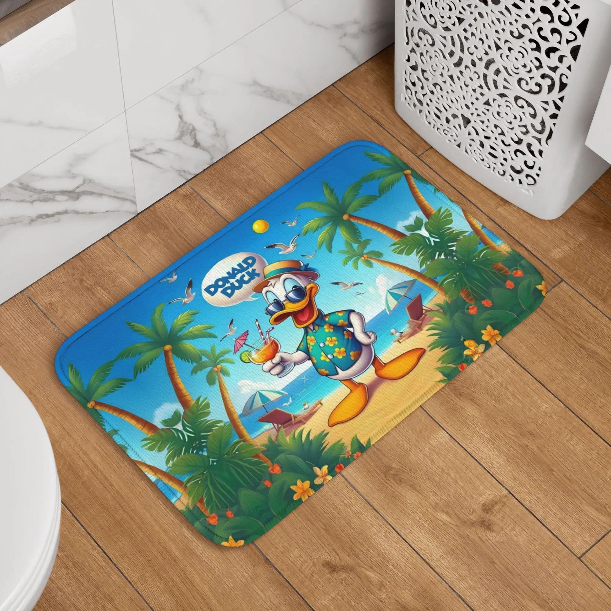 Tappetino personalizzato con cartoni animati di Paperino, tappetino antiscivolo Kawaii Anime, tappeto per cucina, bagno, garage, 40*60 cm