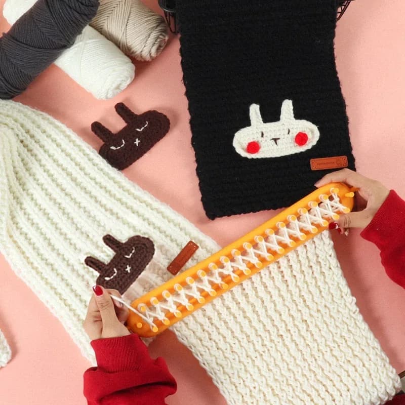 Weaving Loom Knitting Kit Plastic Pompom Sock Hat Scarf Scarves Maker Plastic Long Handle DIY Weaving Tool