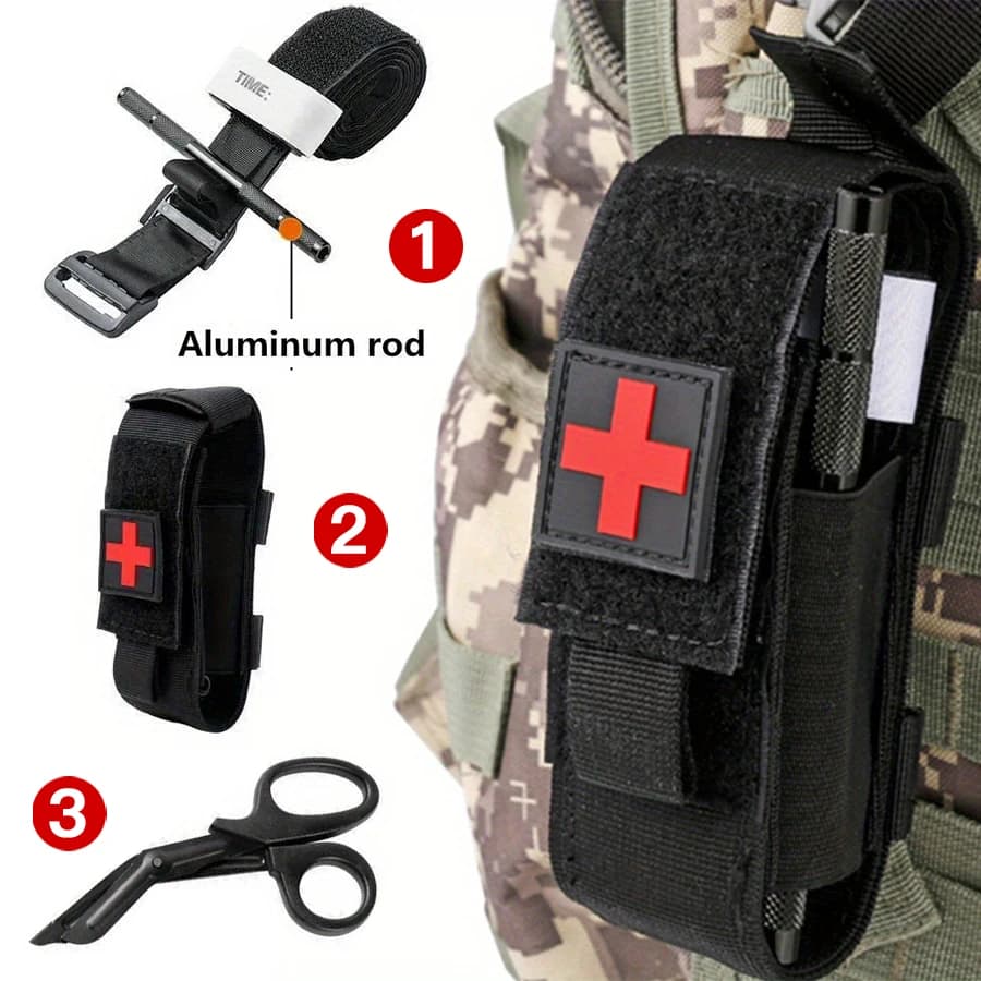 Kit di pronto soccorso da 1/3 pezzi, tourniquet con asta in alluminio, strumento di sopravvivenza, forniture per avventure all'aria aperta