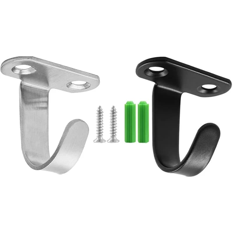 2Pcs Stainless Steel Screws Mount Ceiling Hooks, Under-Shelf Coat Hook, Robe Clothes Hook Hanger for Bathroom Kitchen Cabinet