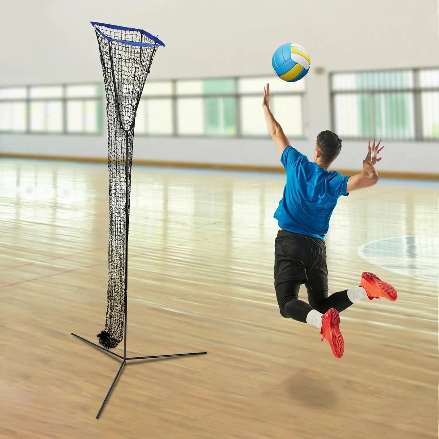 Attrezzatura per l'allenamento di pallavolo Altezza e angolazione regolabili, rete per l'allenamento del settore di pallavolo, rete per la pratica del palla non inclusa